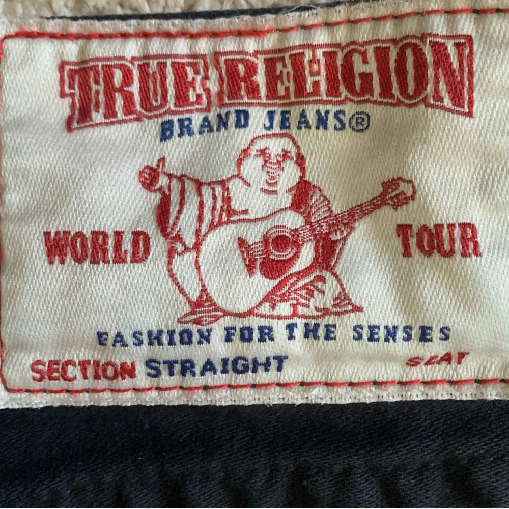 True Religion Straight With Flap All Black With Rips Jeans Size 30 - Picture 6 of 10